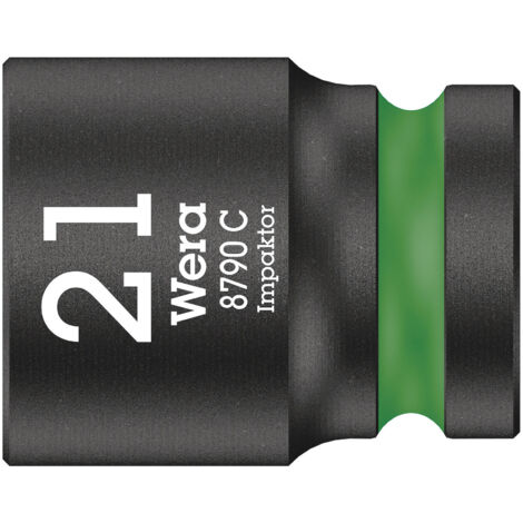 Douille impact WERA 1/2", 6 pans, court, SW 21,0 Longueur 38mm (1/5)