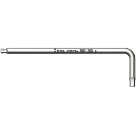 Cle male coudee WERA inox 6 pans avec tete spherique, 8,0x195mm (1/5)