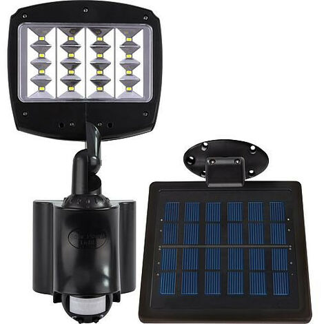 Projecteur extérieur solaire LED détecteur de mouvement, noir, IP44
