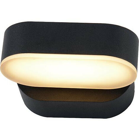 lampe exterieure LED 7,5W, 340° rotatif, oval, IP54, noir matt (1/4)