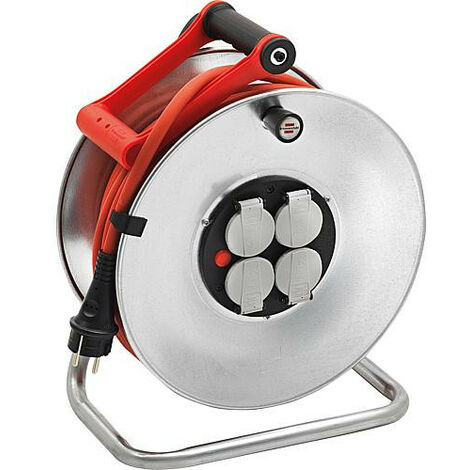 Brennenstuhl – Enrouleur électrique 4 prises 33m H07RN-F 3G2,5 – Protection IP44 – Disjoncteur thermique – Puissance 3500W câble déroulé