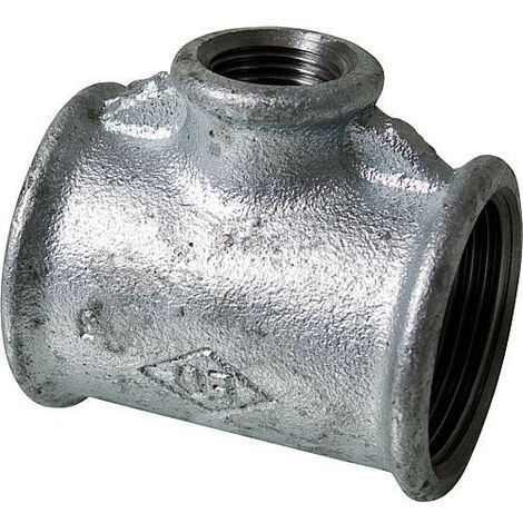 Raccord en fonte malleable galva Nr.130R T reduit diam. 1" x 1" x 3/4" (1/3)