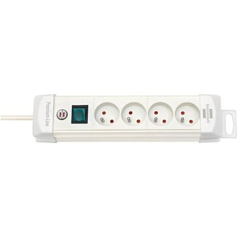 4 prises de courant Premium Plus blanc 1,8m H05VV-F 3G1,5 avec interrupteur (1/5)