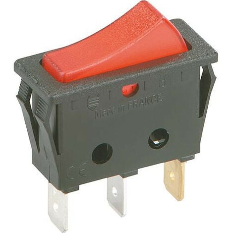 interrupteur a bascule noir avec lampe de controle rouge 30x11mm 1