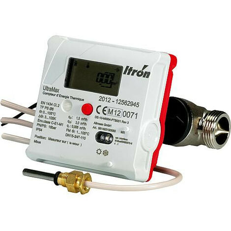 Itron – Compteur thermique Ultramax DN15 – Filetage 20x27 – Sonde ultrason pour immersion directe – Autonomie 16 ans – Classe de précision 2