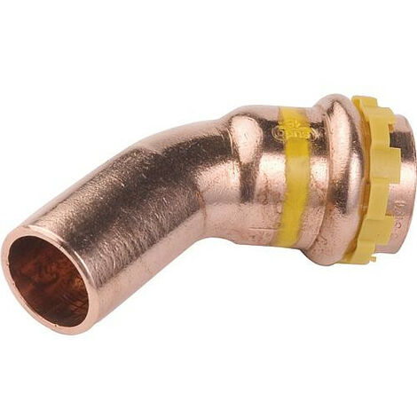 Raccord à sertir en cuivre gaz coude 45° fem/mâle, diam. 15 mm PG 5040 Gaz, contour V (1/4)