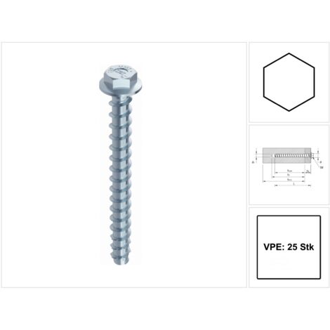 vis beton et maconnerie Multi-Monti plus 6 pans 10,0 x 60mm: sachet   25 (1/5)