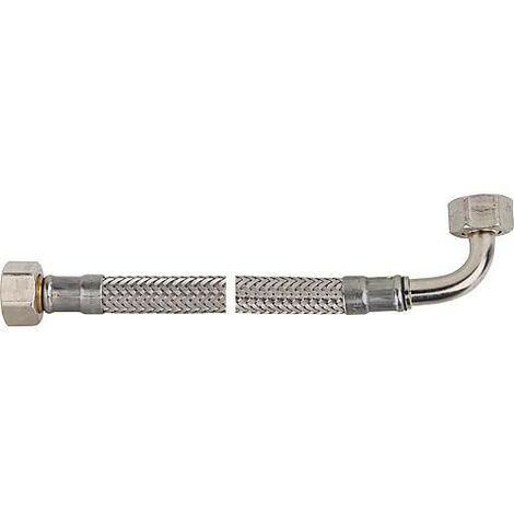 Flexible tressé KTW-A inox L 500 mm 3/8" coude fem x fem