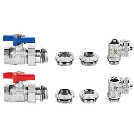 Robinetterie de raccordement horizontal pour collecteur autoétanche type H-E 1" avec vidange - lg 140 mm (1/2)