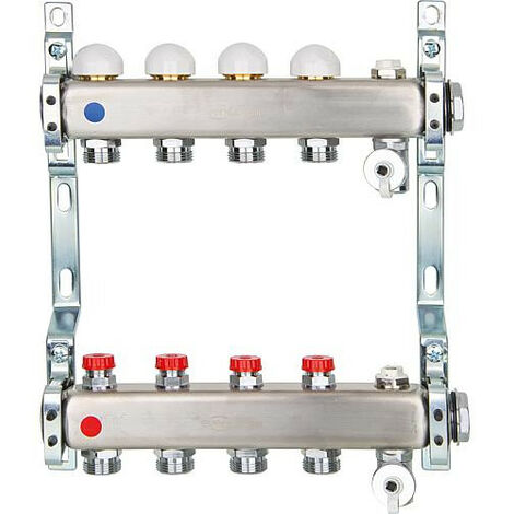 Collecteur de chauffage inox vanne intégrée DN25 1" avec 3 circuits chauffe (1/2)