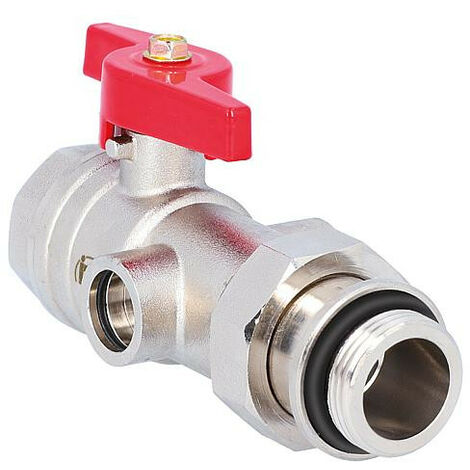 Robinet a boisseau spherique droit laiton DN20 poignee pap rouge prise pr thermometre (1/5)