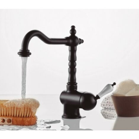 Mitigeur lavabo 1866 bec Retro finition noir (1/2)
