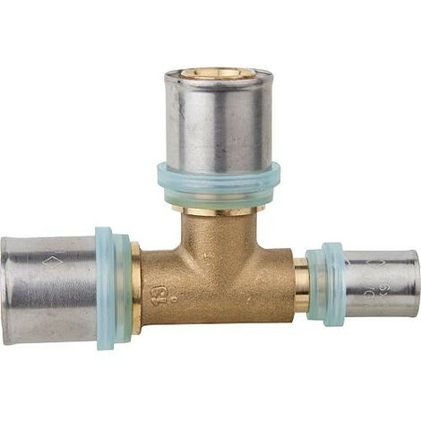 Raccord a sertir multicouche raccord Té, droite reduit 20x2-20x2-18x2mm, contour TH (1/2)