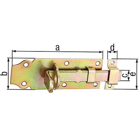 Verrou porte cadenas droit, avec passant fixe, 100x45mm jaune galva