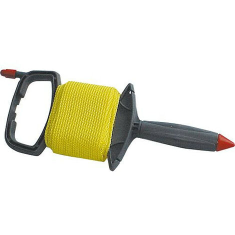 Bobineuse corde gris-rouge avec 30 m de corde 3,0mm Neon jaune (1/2)
