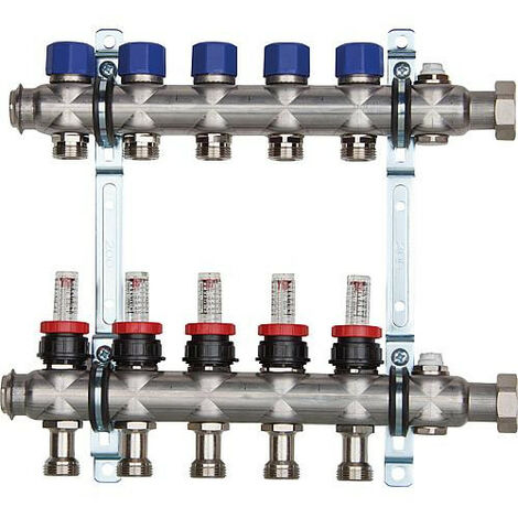 Repartiteur de chauffage Strawa Type e-class 6305 5groupes ecrou chapeau 1" (1/4)