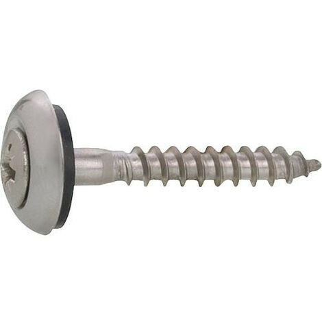 Vis de plomberie fini brillant rondelle etanche, inox A2 diam. 4,5x65mm, UE 100 mm (1/4)