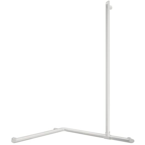 Barre coudée d'angle 2 murs avec remontée vertical coulissante  Siege de douche : Blanc mat