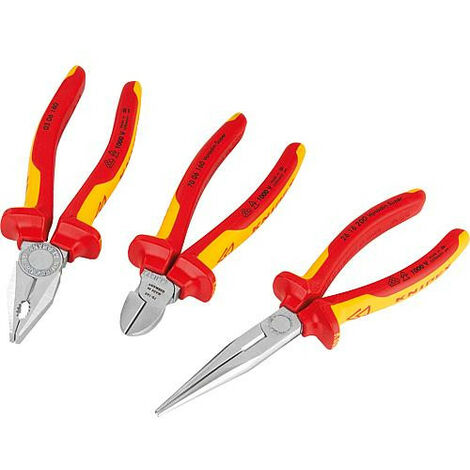 Knipex – Kit de 3 pinces – Pince coupante diagonale 160mm – Pince à becs demi-ronds 180mm – Pince universelle 200mm – Acier au chrome vanadium (1/4)