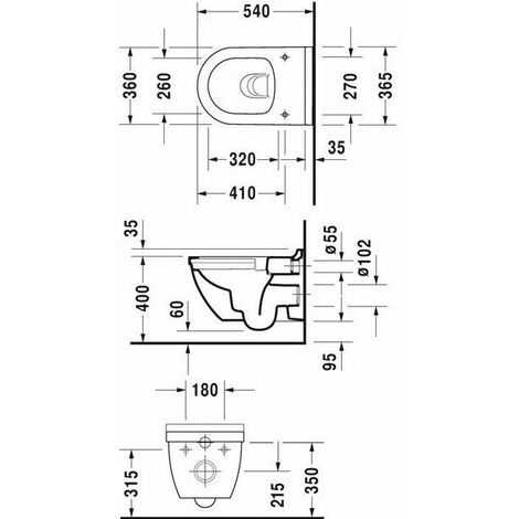 Cuvette Starck 3 Rimless  Couleur scarabeo: Blanc brillant - Version Abattant: Abattant standard