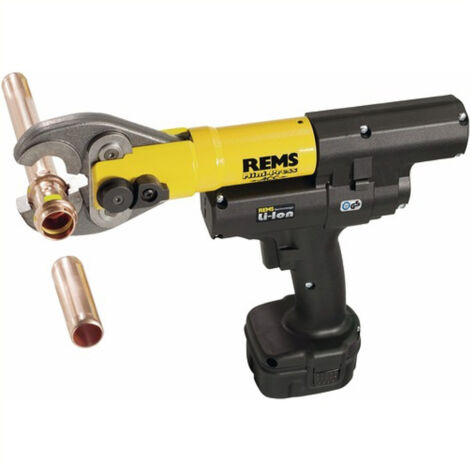 Rems – Presse hydraulique sur batterie 22 kN – Retour automatique – Mini-matrices pour joints 10-40 mm – Coffret métallique robuste (1/5)