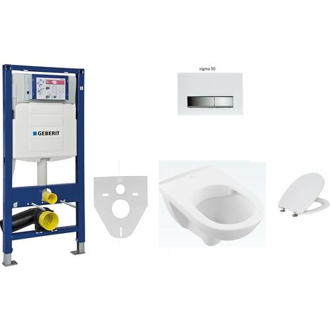 Pack Wc suspendu Geberit et O.novo DirectFlush  Plaque de commande geberit: Sigma50 blanc/touche chromée