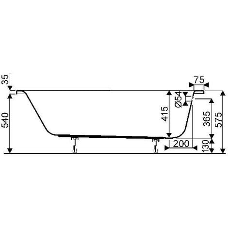Baignoire rectangulaire GEBERIT Bastia - Avec pied - 170x75 cm - 00062300000