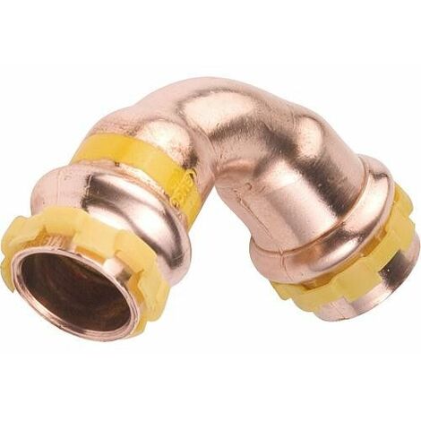 Raccord à sertir en cuivre gaz coude 90° fem/fem, diam. 22 mm PG 5002 Gaz, contour V
