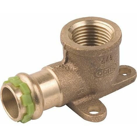 Rac. a sertir bronze contour V Coude pour plafond avec bride avec 3 trous. P 4471 G 15x1/2 (1/4)