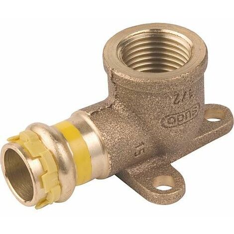 Raccord a sertir en bronze gaz Coude plafond 3 trous 15x1/2 PG 4471G Gaz contour V