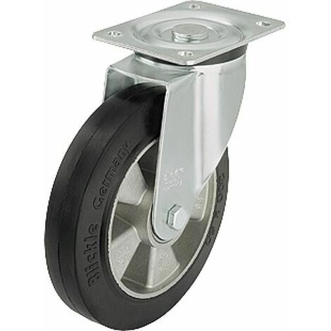Roue de guidage poids lourd, caoutchouc L-ALEV 200K charge limite 400 kg roue diam. 200mm, dim plaque 140x110mm (1/2)