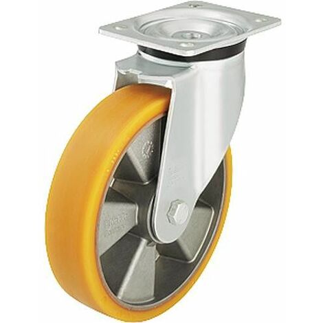 roue de guidage poids lourd PU/acier LK-ALTH 125K-3, charge 350 kg, roue diam. 125mm, dim plaque 140x110mm (1/2)