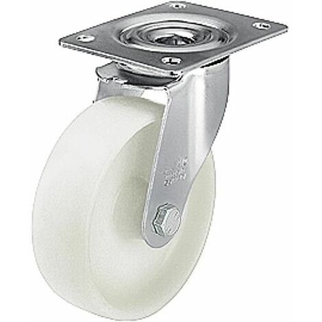 roue plast poids lourd polyamide/acier LE-PO 125G, charge limite 150 kg roue diam. 125mm, dim plaque 100x85mm