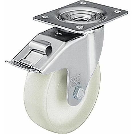 Roue de guidage polyamide av blocage LE-PO 200G-FI, charge 300 kg, roue diam. 200mm, dim plaque 140x110mm