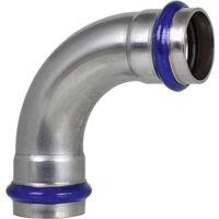Raccord a sertir inox contour V coude 90° (femxfem) 15 mm