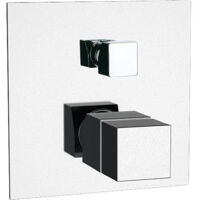 Mitigeur thermostatique chromé UP SKYLINE bain/douche - rosette 155x155 avec corps de montage encastré