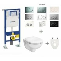 Pack WC suspendu Geberit autoportant | Abattant standard - Sigma01 blanc
