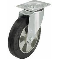 Roue de guidage poids lourd, caoutchouc L-ALEV 200K charge limite 400 kg roue diam. 200mm, dim plaque 140x110mm