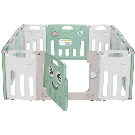 Parc Bebe Pliable En Plastique Activite De Securite 14 Elements Blanc Et Vert