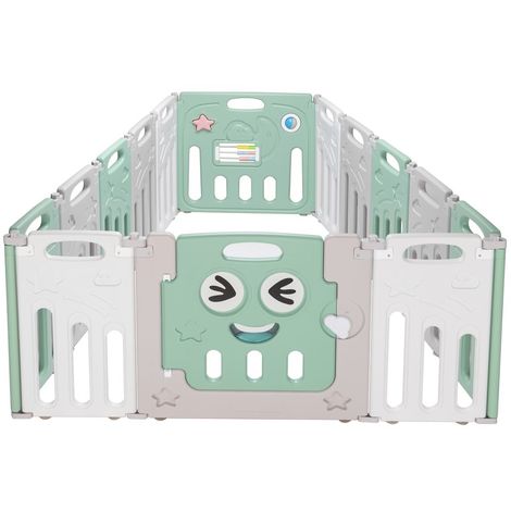 Parc Bebe Pliable En Plastique Activite De Securite 14 Elements Blanc Et Vert