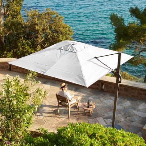 3x3m Wind-resistant cantilever parasol Ecru BELVEO
