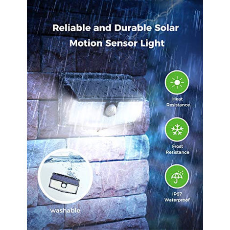 Mpow 300 LED Lampe Solaire Extérieur Puissante Étanche IPX7 Lumière  Sécurité de Détecteur de Mouvement PIR Sensible à Grand Angl