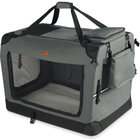 VOUNOT® Hundebox faltbar, Hundetransportbox robust für Katze & Hunde 82x60x60 cm XL Grau