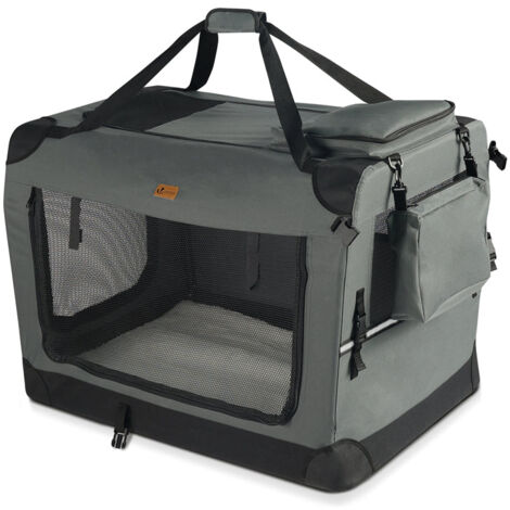 VOUNOT® Hundebox faltbar, Hundetransportbox robust für Katze & Hunde 50x35x36 cm S Grau