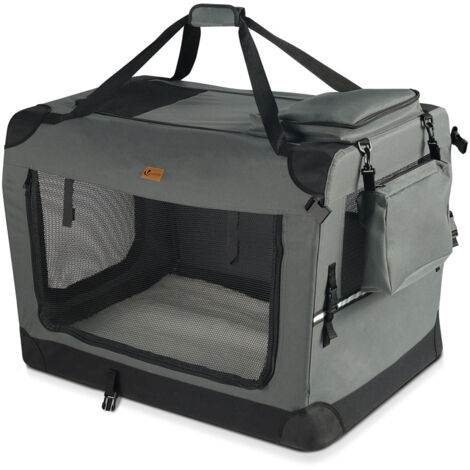 VOUNOT® Hundebox faltbar, Hundetransportbox robust für Katze & Hunde 60x44x44 cm M Grau