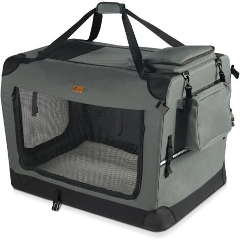 VOUNOT® Hundebox faltbar, Hundetransportbox robust für Katze & Hunde 70x52x52 cm L Grau
