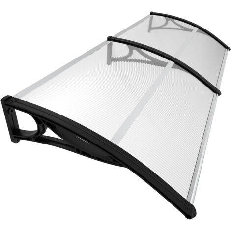VOUNOT® Vordach für Haustür, 200 x 80 cm Transparentes Pultbogenvordach Schwarz