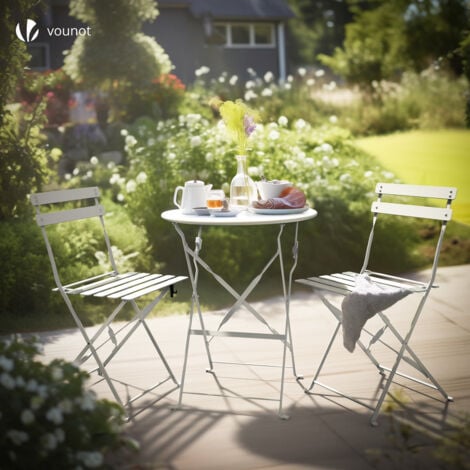 VOUNOT® Bistroset 3teilig, Klappbar Bistrotisch mit 2 Stühlen