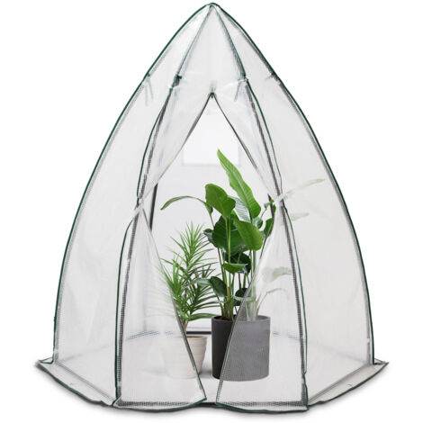 VOUNOT® Gewächshaus Foliengewächshaus für Balkon, Garten, überwinterungszelt für Pflanzen, Tomatengewächshaus Winterfest Stabil, 160x160x180cm Weiß (1/5)