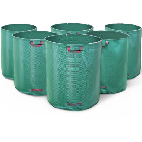 VOUNOT® 500 Liter Gartensack Gartenabfallsack mit Griffen, Laubsack für Grünabfall, 6er Set